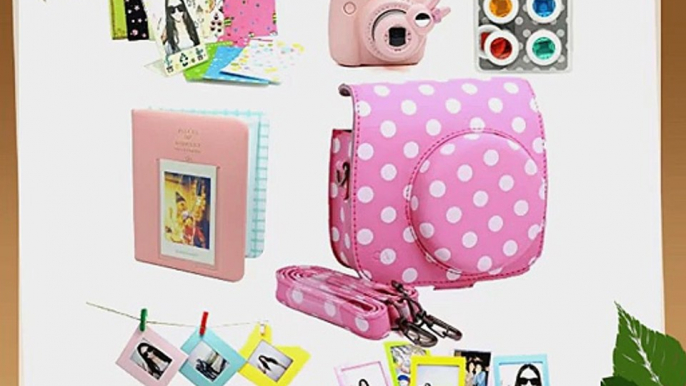 Fujifilm Instax Mini 8 Instant Camera Accessory Bundles Set (Included: Pink Vintage Instax