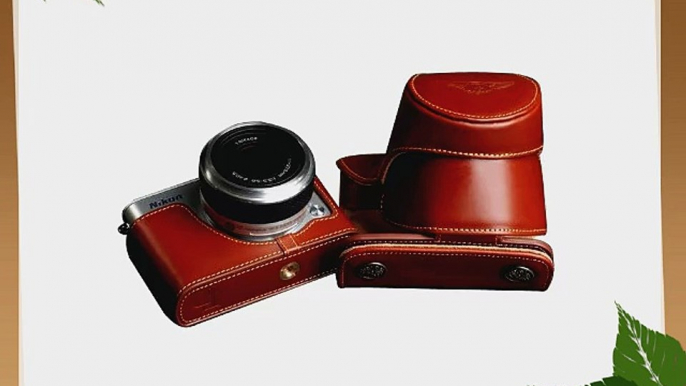 Tan Handmade Genuine Camera Full Leather Case Bag Cover for Nikon 1 J3  NIKKOR 11~27.5MM Zoom