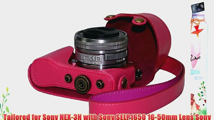 MegaGear Ever Ready Protective Rose Leather Camera Case Bag for Sony NEX-3N with Sony SELP1650