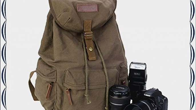 koolertron Canvas Vintage DSLR SLR Camera Shoulder Case Backpack Rucksack Bag With Waterproof