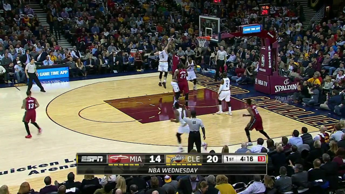 Kevin Love Touchdown Pass J.R. Smith Dunk - Heat vs Cavaliers - February 11, 2015 - NBA