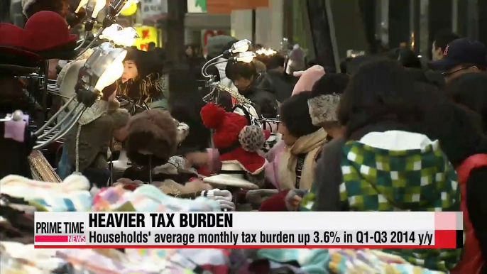 Korean households' tax burden rises at faster pace than income