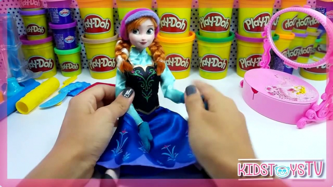 Disney Frozen Play doh Princess anna doll how to make frozen Dress playdough toys (HD)