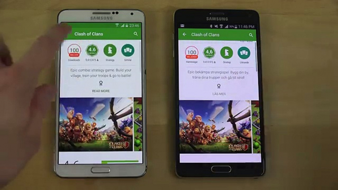 Samsung Galaxy Note 3 Android 5.0 Lollipop vs. Samsung Galaxy Note 4 4.4 KitKat - Review (4K)