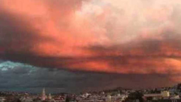 Lightning Strikes as Red Skies Roll Into San Francisco