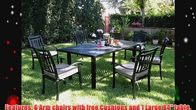 CBM Outdoor Cast Aluminum Patio Furniture 7 Piece Dining Set A