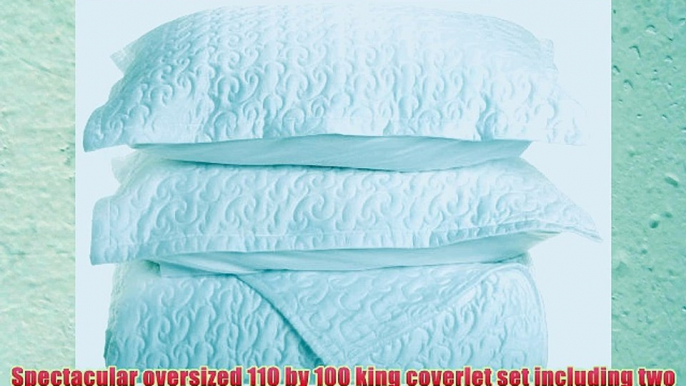 Tuscany Fine Italian Linens Egyptian Cotton Quilted Coverlet Set King White