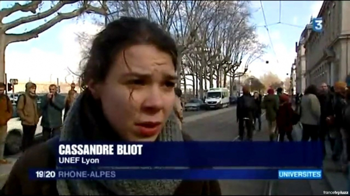 19/20 France 3 Rhône Alpes : Cassandre Bliot, de l'UNEF, dénonce les effets du manque de moyens dans les universités