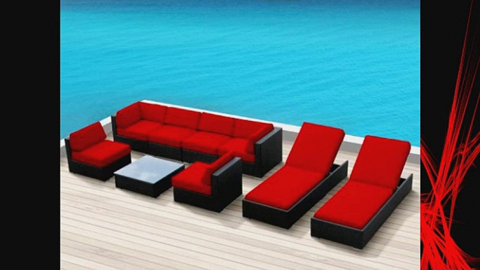 Luxxella Outdoor Patio Wicker BELLA 9 Pc Red Sofa Sectional Furniture All Weather Wicker Couch