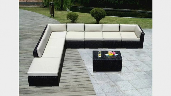 Genuine Ohana Outdoor Patio Sofa Sectional Wicker Furniture 9pc Couch Set with Free Patio Cover