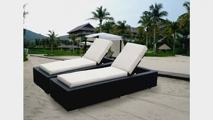 ohana collection Genuine Ohana Outdoor Patio Wicker Furniture 2-Piece Chaise Lounge Set Beige