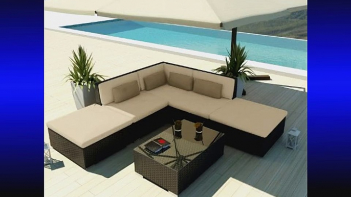 Uduka Outdoor Sectional Patio Furniture Espresso Brown Wicker Sofa Set Porto 6 Light Beige