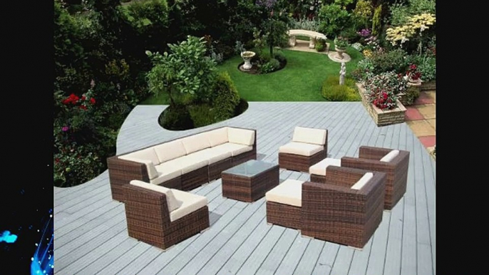 Genuine Ohana Outdoor Patio Wicker Sofa Mixed Brown Furniture 11pc Set with Free Patio Cover