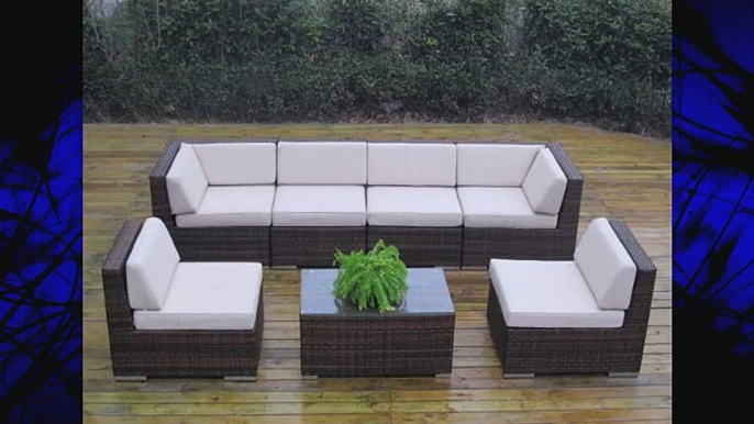 Ohana Collection PN7037NMB Genuine Ohana Outdoor Patio Wicker Furniture 7-Piece Gorgeous Couch