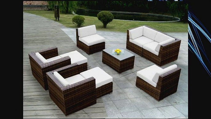 Ohana Collection PN0910MB 9-Piece Outdoor Patio Sofa Wicker Sectional Furniture Couch Set Mixed