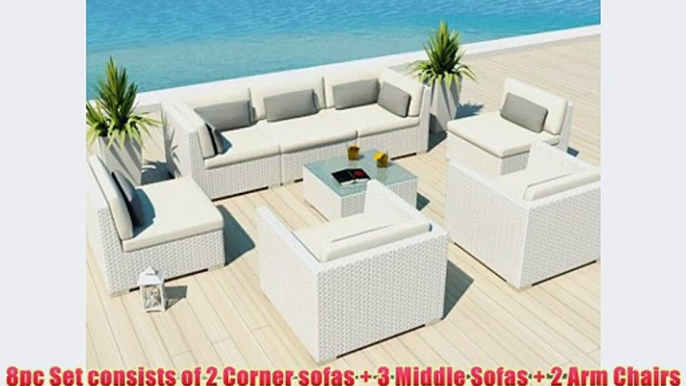 Uduka Outdoor Patio Furniture White Wicker Set Daly 8 Off White All Weather Couch