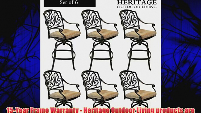 Heritage Outdoor Living Elisabeth Cast Aluminum Barstool - Set of 6 - Antique Bronze