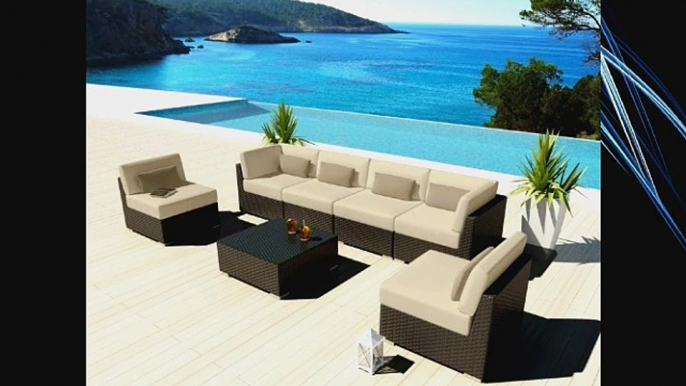 Uduka Outdoor Sectional Patio Furniture Espresso Brown Wicker Sofa Set Daly 7 Light Beige All