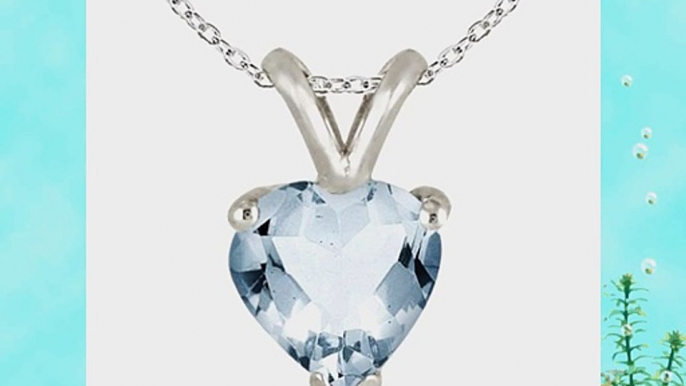 1 Ct Genuine Aquamarine Heart Pendant .925 Sterling Silver Rhodium Finish