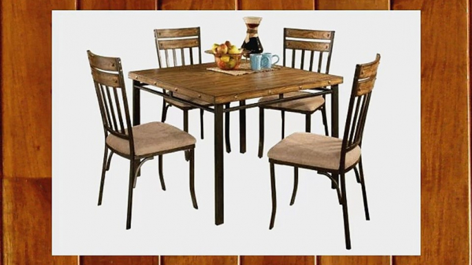 Roundhill Furniture 5-Piece Wood and Metal Dining Room Set Includes Table with 4 Chairs