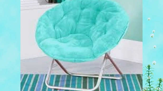 Luxury Padded Faux-Fur Saucer Chair (Aqua)