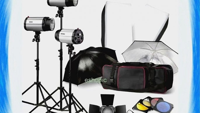 Strobe Studio Flash Light Kit 900W - Photographic Lighting - Strobes Barn Doors Light Stands