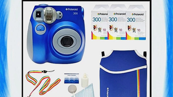 Polaroid PIC-300 Instant Film Analog Camera (Blue) with (3) Polaroid 300 Instant Film Packs