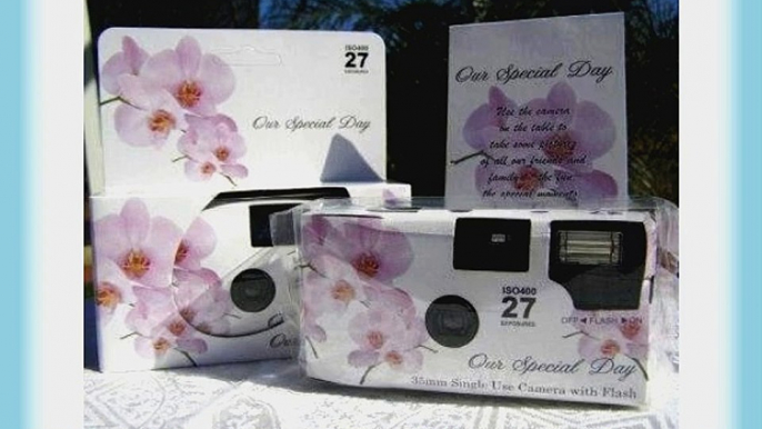 10 Pack Lavender Orchid Wedding Disposable 35mm Cameras in Gift Boxes with Matching Tents 27exp.