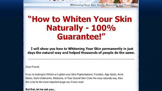 Skin Whitening Forever - Whitening Your Skin Easily, Naturally and Forever Review