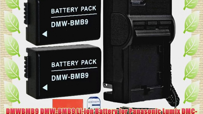 Pack Of 2 DMW-BMB9 Batteries And battery Charger for Panasonic Lumix DMC-FZ40K DMC-FZ45K DMC-FZ47K