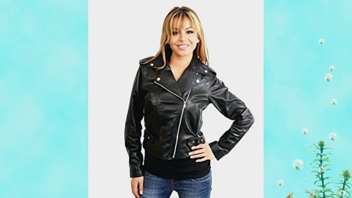 Ladies Biker Leather Jacket Galka Black Womens Biker Style Fitted Leather Jacket (10)