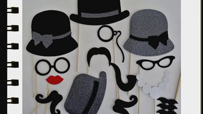 Photo Booth Party Props Mustache on a stick Mad Men inspired Grey hat party props