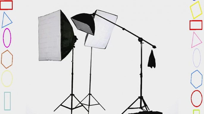 ePhoto Digital Video Continuous Softbox Lighting Kit and Boom Stand Hair Light with Carrying