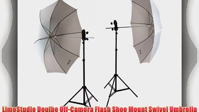 LimoStudio Doulbe Off-Camera Flash Shoe Mount Swivel Umbrella Kit for Nikon Canon with 2 Umbrella