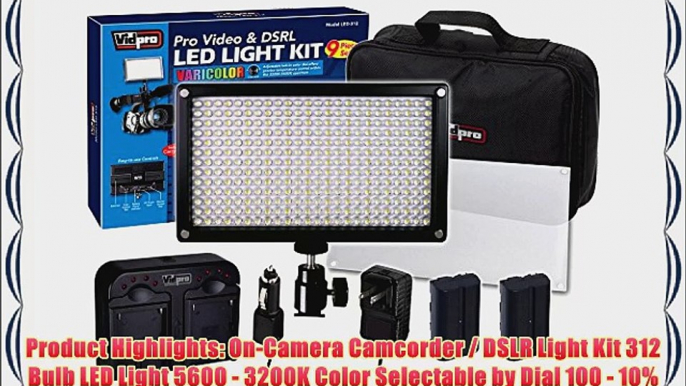 Sony DCR-TRV480 Camcorder Lighting Vidpro Varicolor 312-Bulb Video and Photo LED Light Kit