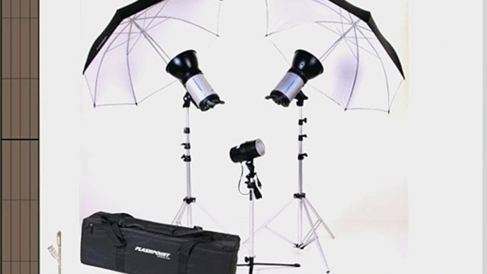 Flashpoint 3 Light Strobe Outfit with Stands 40 Umbrellas