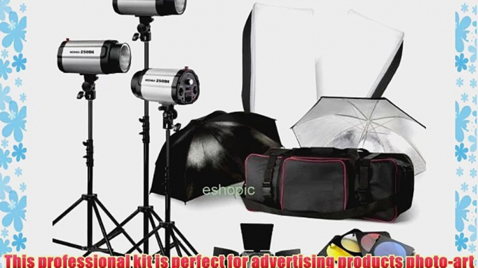 NEEWER 750W Professional Photographic Studio Strobe Flash Light Kit - Barn Door Soft Box Umbrellas