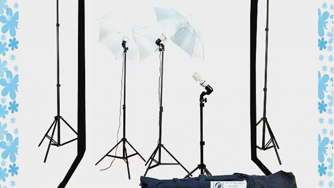 Fancierstudio 1000watt Lighting Kit Black White Muslin Backdrop and background stand kit By