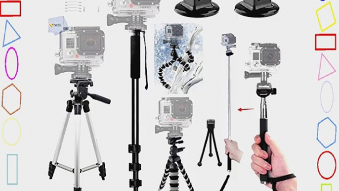 All in One Complete Tripod Kit for the GoPro Hero Hero2 Hero3 Hero3   Hero4 Cameras. Includes: