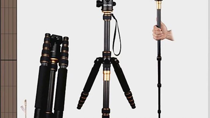 Mactrem Q666C Portable Carbon Fiber Tripod Monopod   Ball Head for DSLR Camera