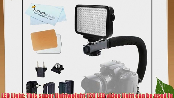 10-Piece Pro 120 LED Dimmable On-Camera LED Video Light Kit with Battery Charger Diffusers