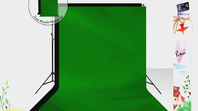 6 x 9 ft. Black Green Chromakey DOUBLE Muslin Backdrop Support Stand Kit LimoStudio LMS262