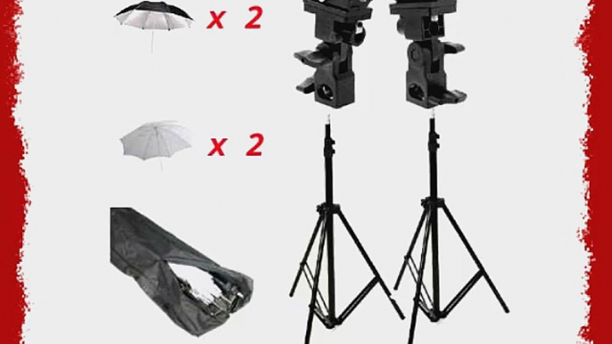 CowboyStudio Doulbe Off-Camera Flash Shoe Mount Swivel Umbrella Kit for Nikon Canon with 2