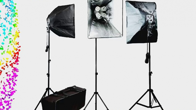 LimoStudio Photo Video 2400 Watt 3 x Softbox Continuous Light Kit 3 x Light Stands 3Pcs x 16