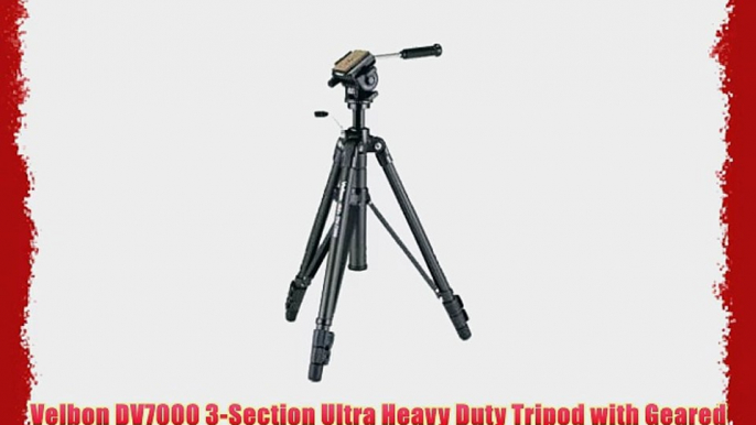 Velbon DV7000 3-Section Ultra Heavy Duty Tripod with Geared Center Column 2-Way Fluid Head