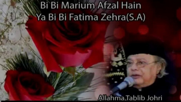 Bibi Maryam afzal hain ya bibi fatima s.a !! allama Talib Johri