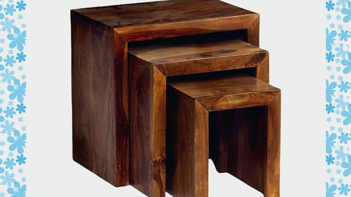 CUBE NEST OF 3 TABLES SHEESHAM ROSEWOOD INDIAN FURNITURE