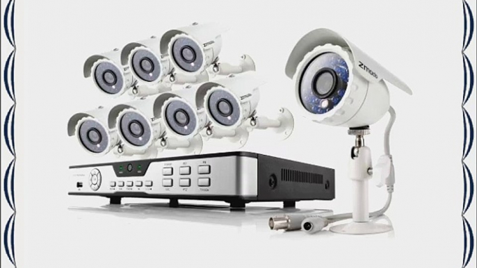 Zmodo 8Channel H.264 DVR Security Camera System w/ 8 Day/Night IR outdoor 600TVL Hi-Resolution