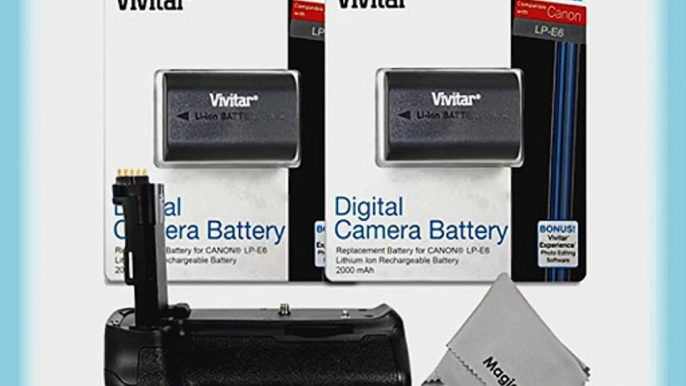 Vivitar BG-E11 Battery Grip for Canon EOS 5D MARK III DSLR Cameras   2 Vivitar LP-E6 Batteries