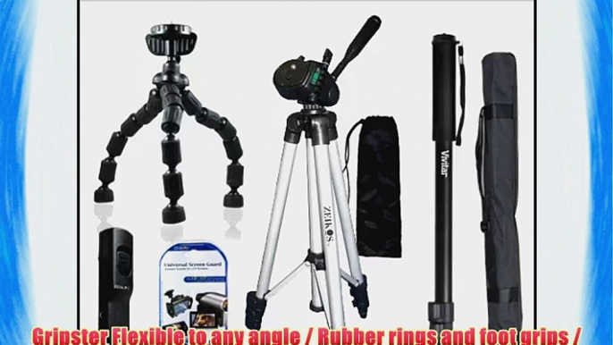 Tripod Kit Includes 57 Inch Pro Tripod   Flexible Gripster   67 Monopod   Remote Shutter Release